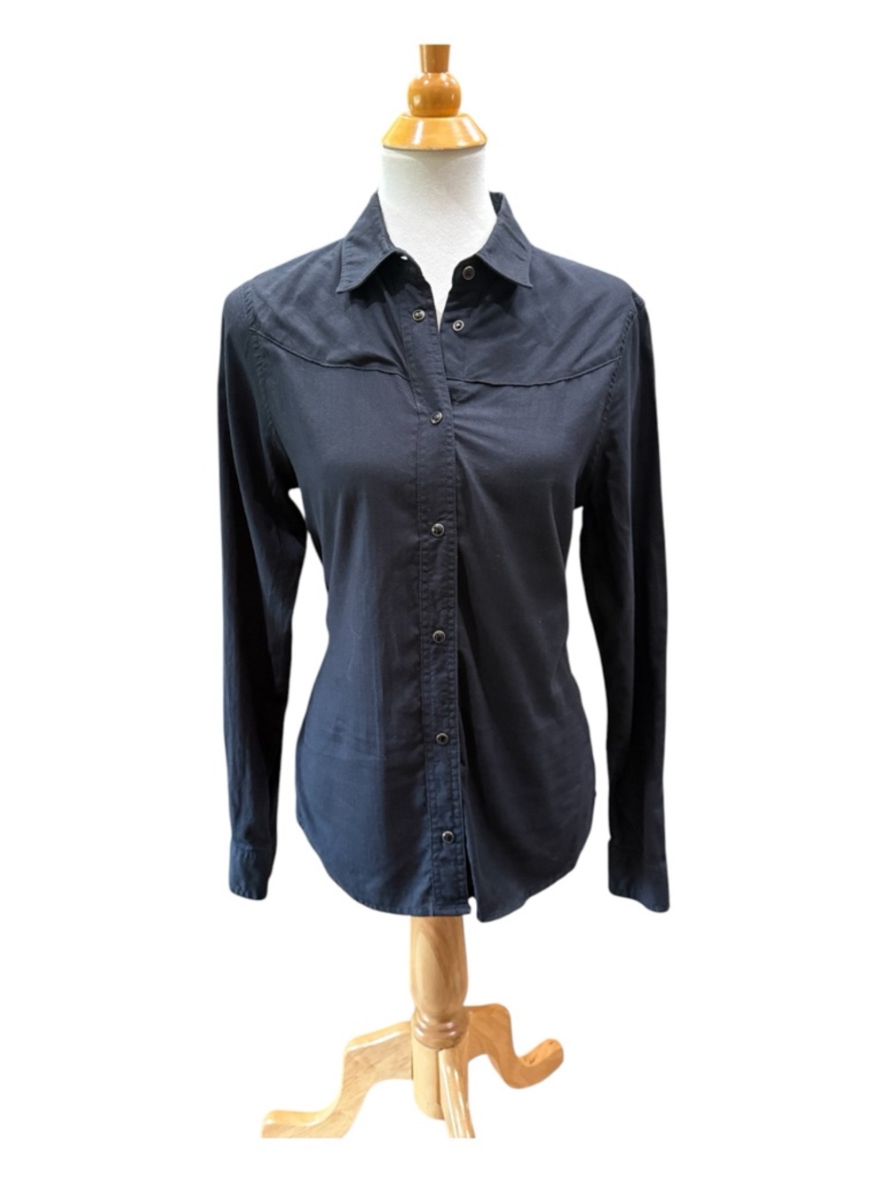 Tecovas Western Goods Classic Black Cotton Long-Sleeve Pearl Snap Shirt Medium